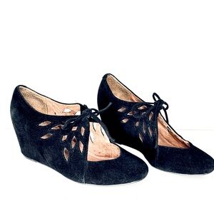 Jeffrey Campbell Black Suede Cutouts Wedge Shoes